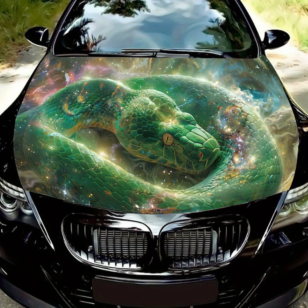 الخيال العلمي الكونية ملحمة الأخضر الأفعى محرك السيارة هود ملصق ، مقاوم للماء ذاتية اللصق سيارة الفينيل يلتف ملصق مائي ، شخصية السيارات Ex #1