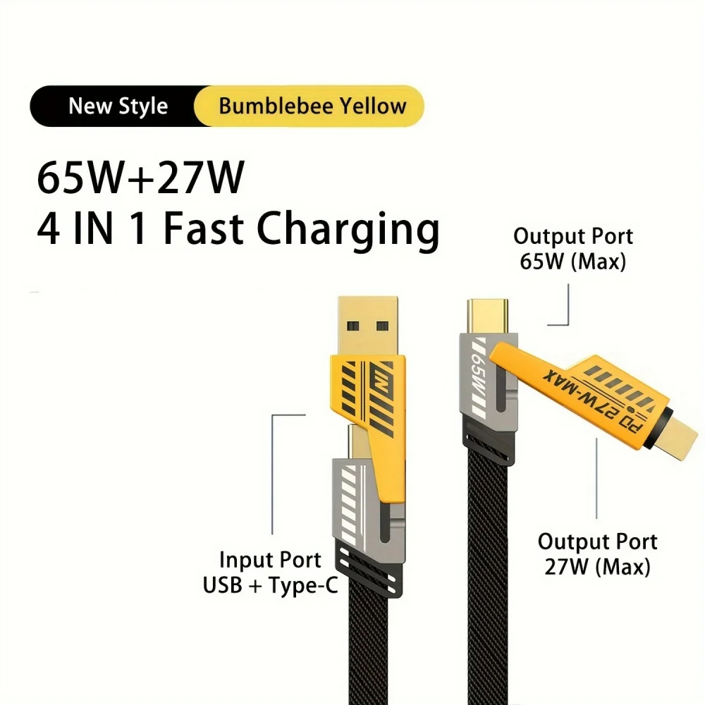 4 in 1 USB Type C Cable Type C TO C PD 65W 27W LIGHTNING Fast Charging Mech Cable For iPhone Samsung Xiaomi HUAWEI OPPO One Plus image 3