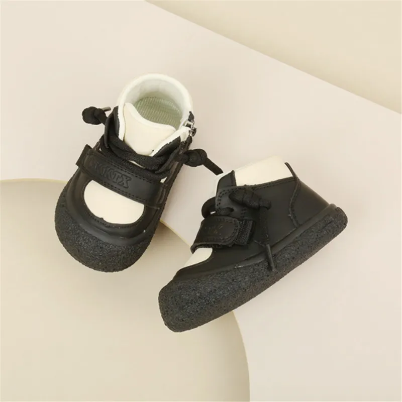 2023 New Autumn Baby Boots For Boys Leather Kids Ankle Boots Anti-collision Soft Sole Fashion Toddler Children Boots