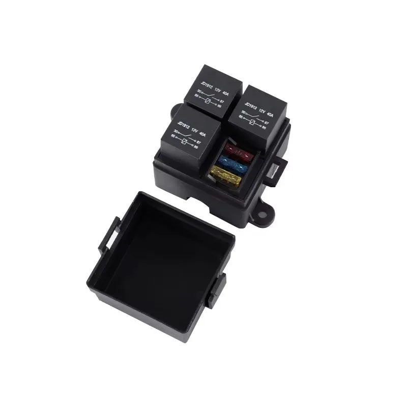 12V/24V 40A 4/5 Pin 3-Way Fuse Relay Box, 3 Relay Holder Standard ATO Fuse Block with Free Assembly for Car Motorcycle