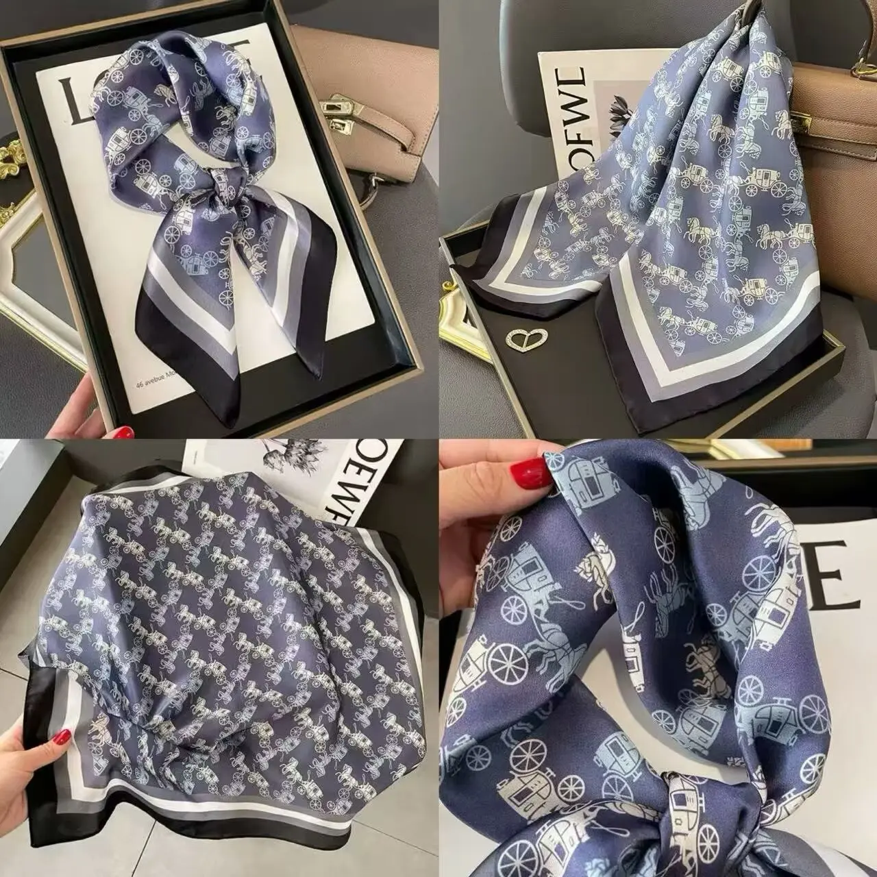 Luxury Design Women Silk Scarf Hair Scarves Square Print Headscarf 70cm Summer Shawl Designer Hijab Wrap Headband Bandana Lady