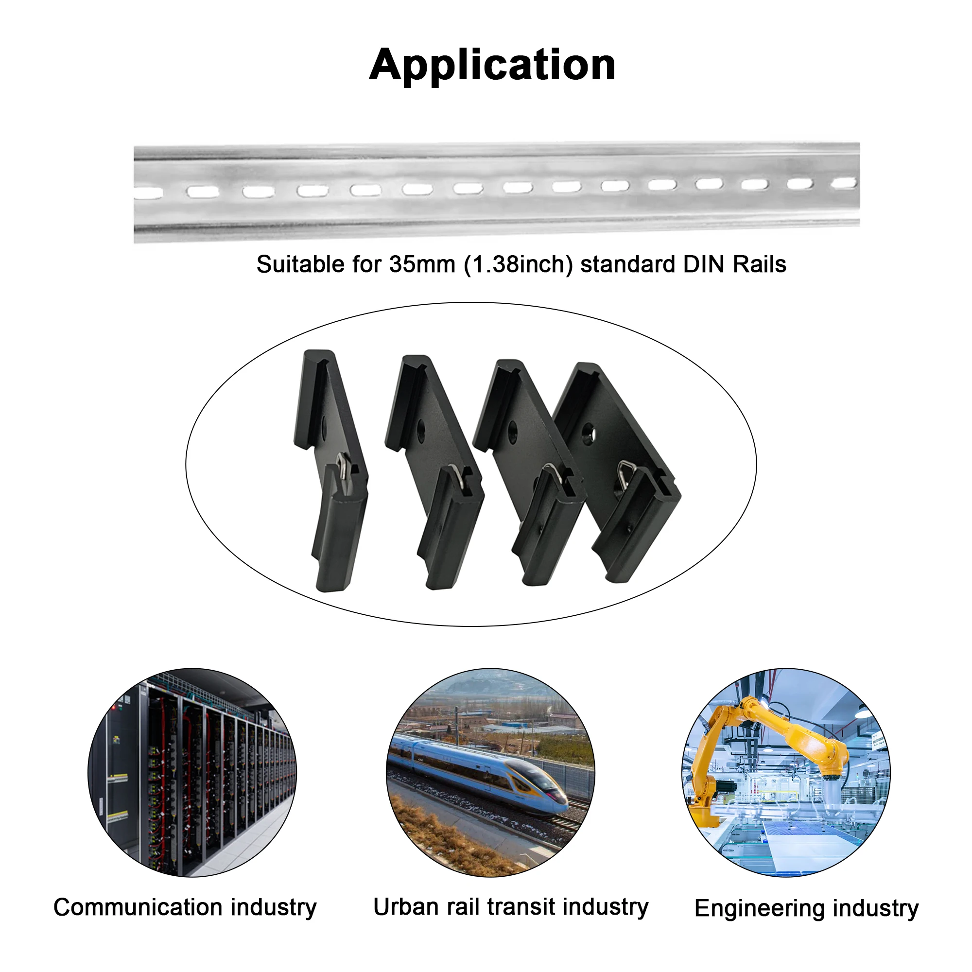6pcs 35mm 26mm 43mm Din Rail Fixed Clamp Clip Aluminum Alloy Slideway Bracket With Mounting Holes for 19 Inch Server Rack - view 5