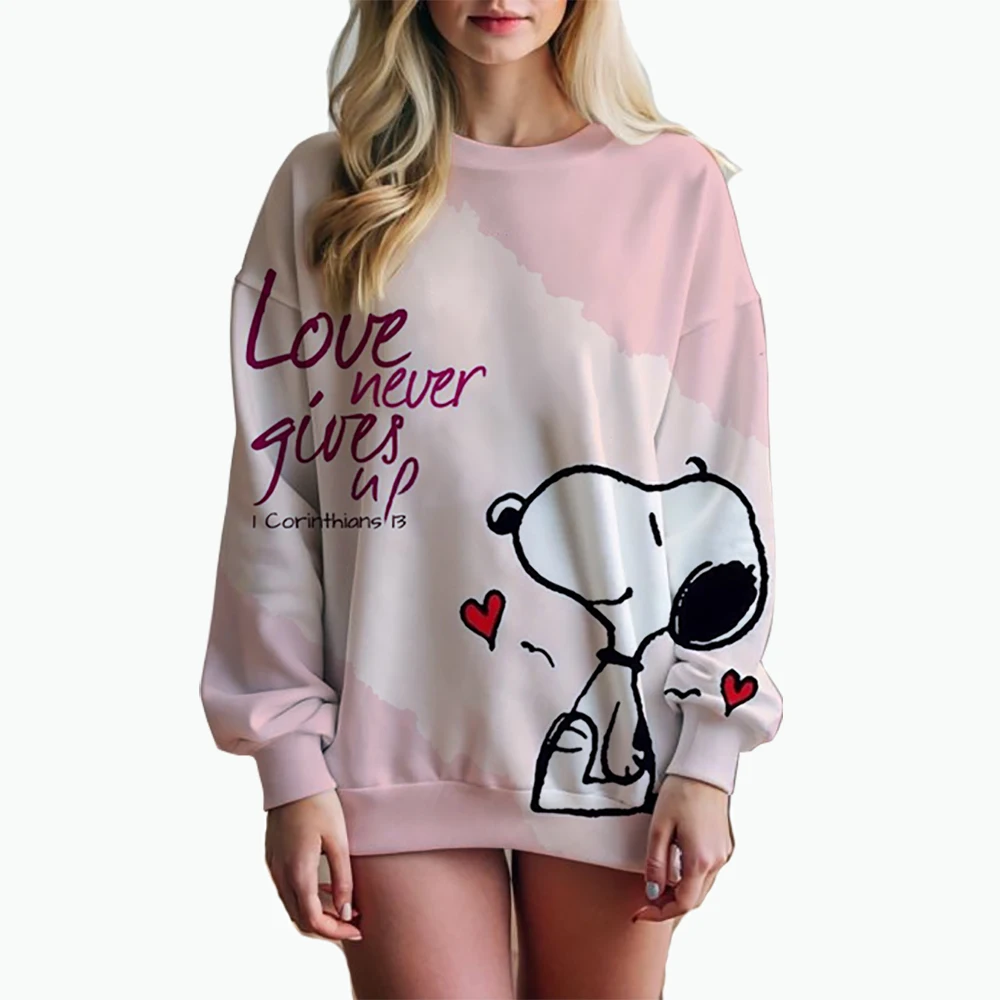 Woman\'s Hoodie New Autumn/Winter Fashion Y2K Snoopy cartoon print Sweatshirts Round Neck Coat Loose Long Sleeve Hatless Hoodie