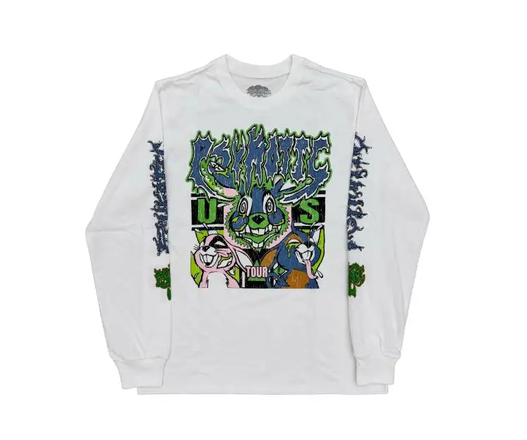 

New Men Osamason Psykotic bunny tour T Shirts T-Shirt Longsleeves Hip Hop Skateboard Street Cotton T-Shirts Tee Top US size E162