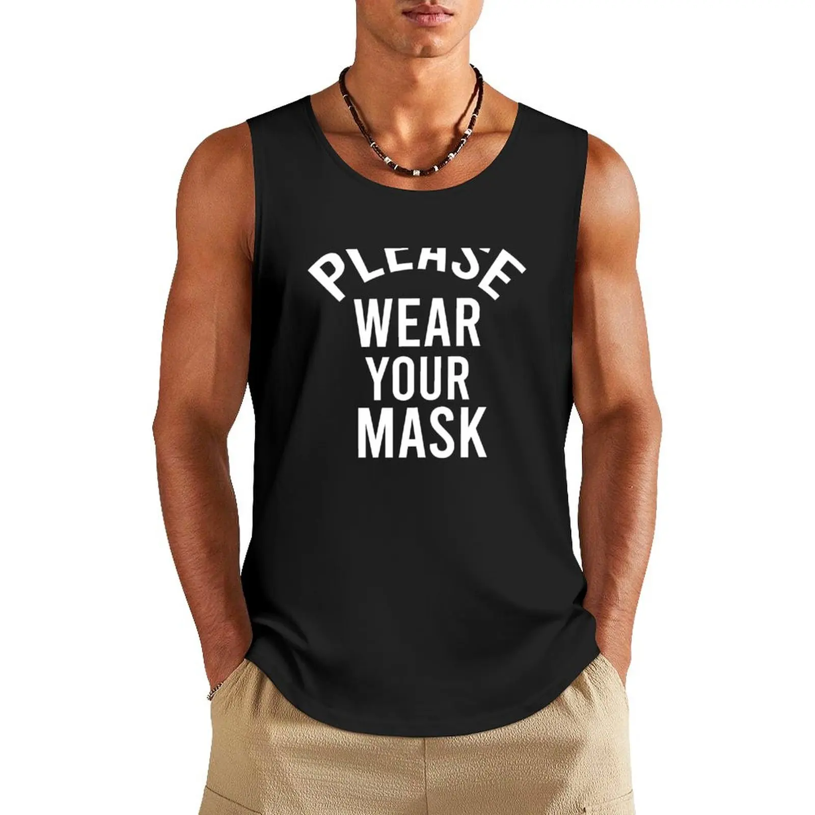 Please Wear Your Mask Tank Top Men's gym clothing Men's sleeveless t-shirt bodybuilding t-shirt Men's clothing brands