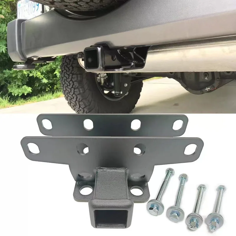 2 Inch Rear Bumper Tow Trailer Hitch Receiver Kit Compatible for 2018-2024Jeep Wrangler JL JLU 4 Door 2 Door Unlimited Tow Hook