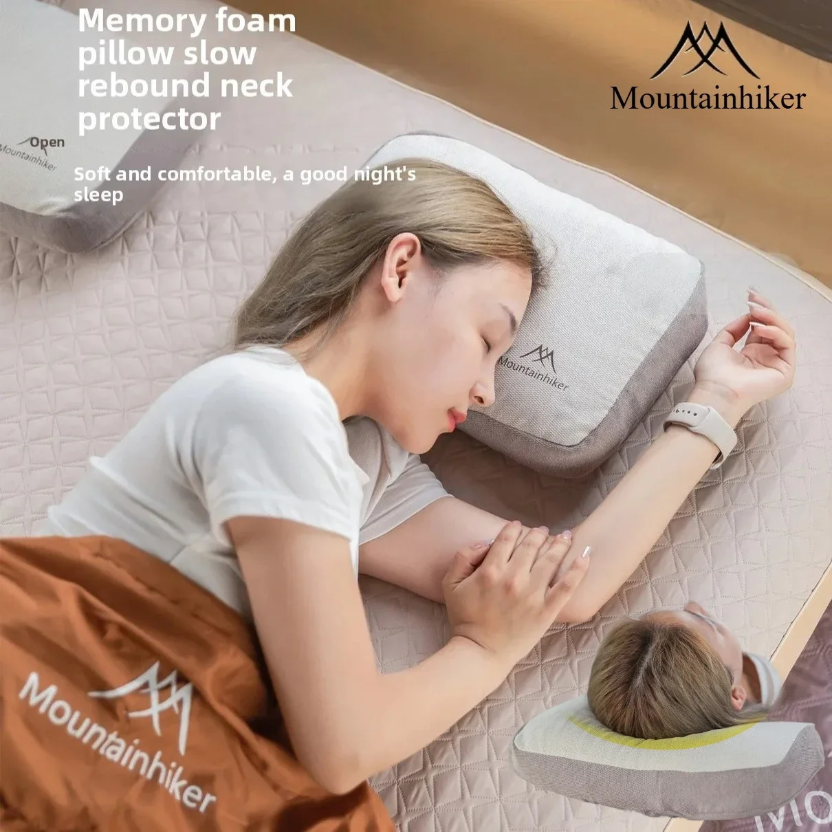 MOUNTAINHIKER Self Inflating Sponge Pillow Soft, Quiet, Washable, Perfect Essential for Outdoor Adventures and Camping