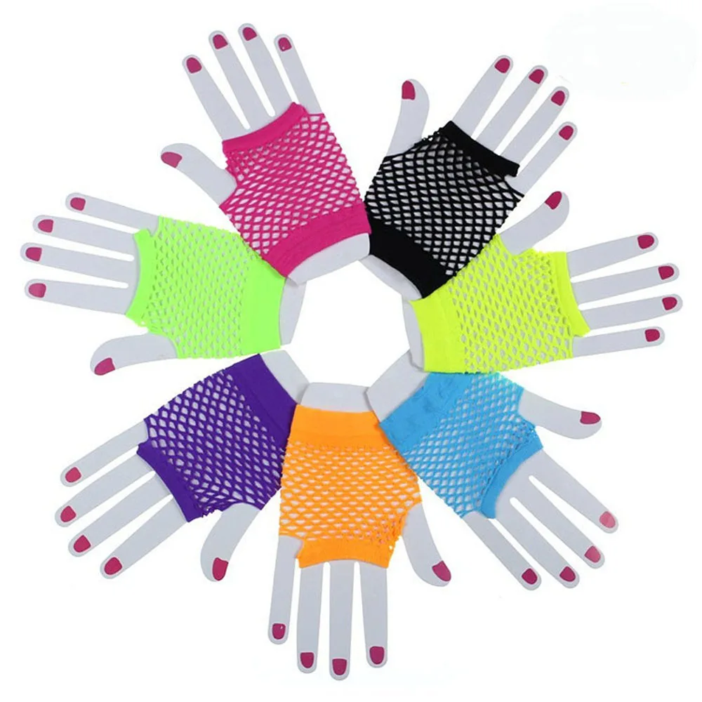 Dance Women Lady Sexy Fingerless Party Short Nightclub Wear Fishing Net Gloves Mesh Gloves Costume Accessories