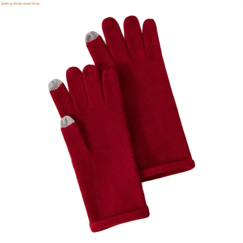 F92D Cashmere Gloves Knit Cashme Mitten Winter Knit Glove Full Finger Winter Supplies