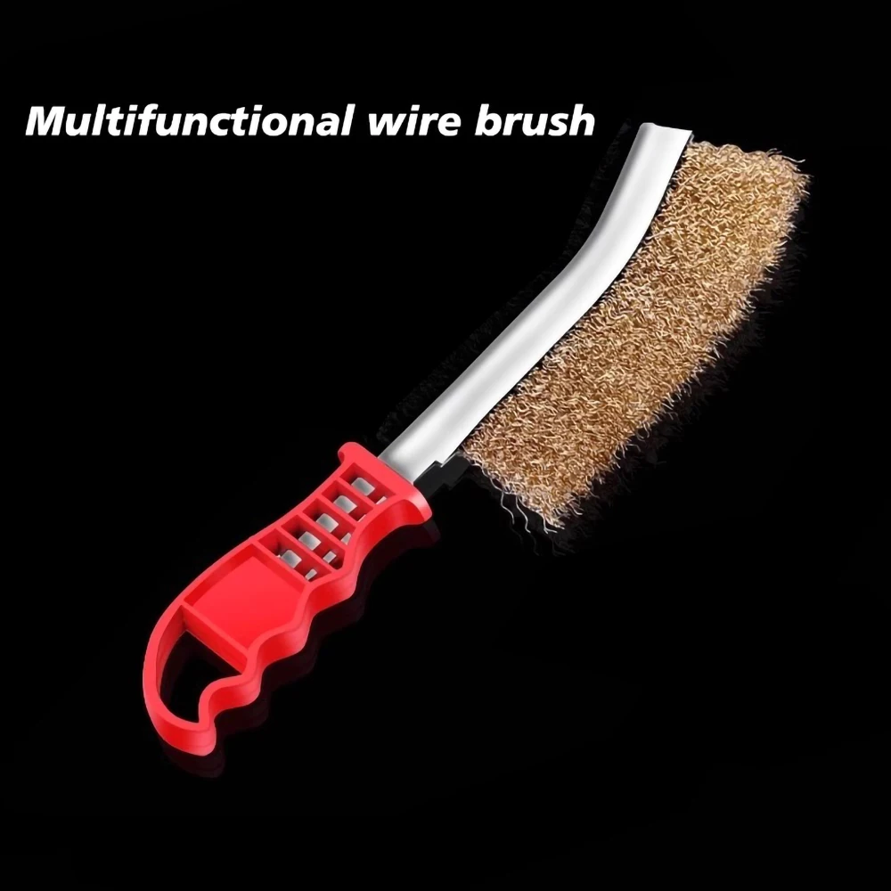 

Multi-function Tool Wire Brush Copper Plated (Stainless Steel Brush, 1PCS) Long Handle Kitchen Grill Special Plate Rust Removal