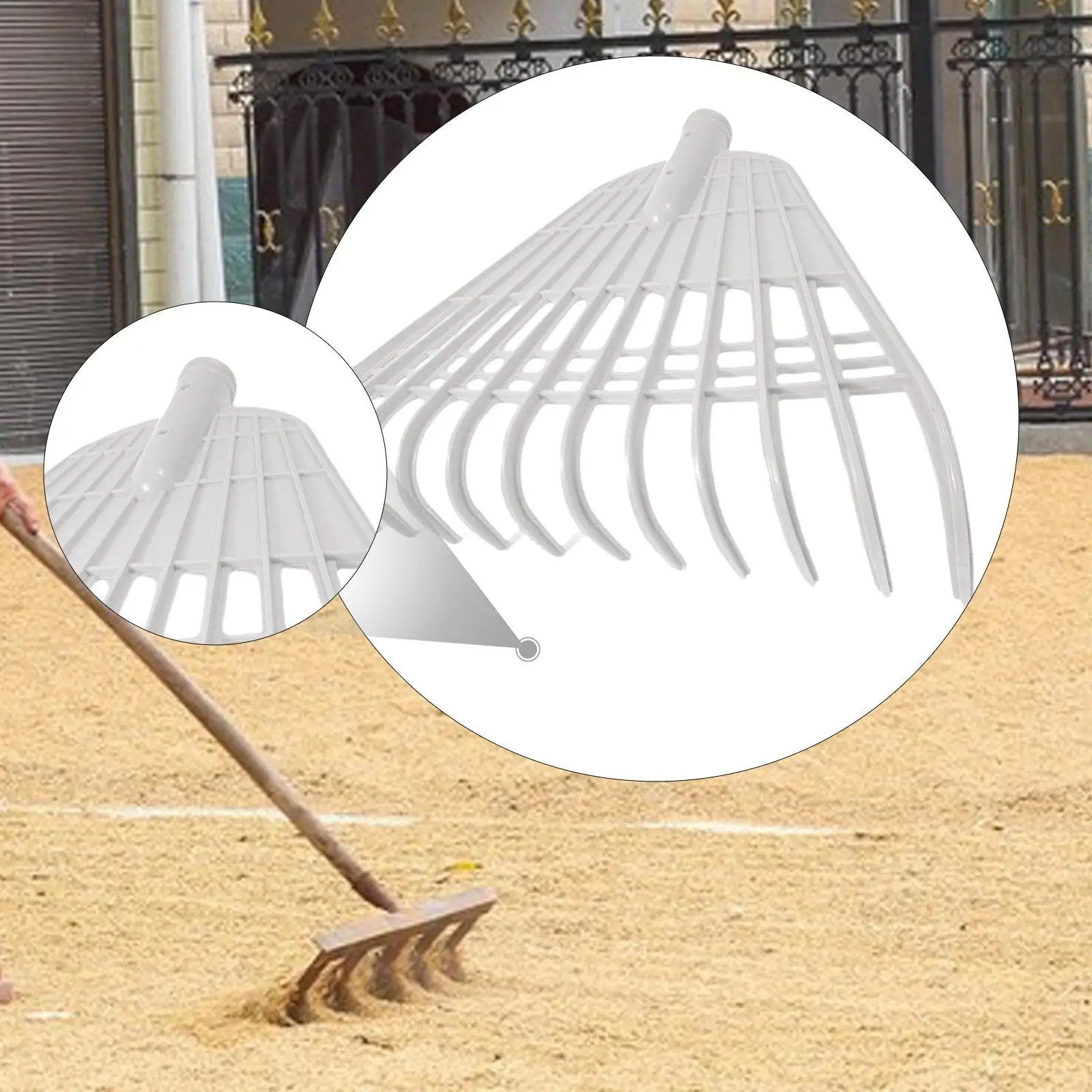 Lawn Rake Head Heavy Duty Hand Tools Replaces Part Yards Leaf Remover with 24 Tines Grass Rake Head for Patio Fallen Leaves