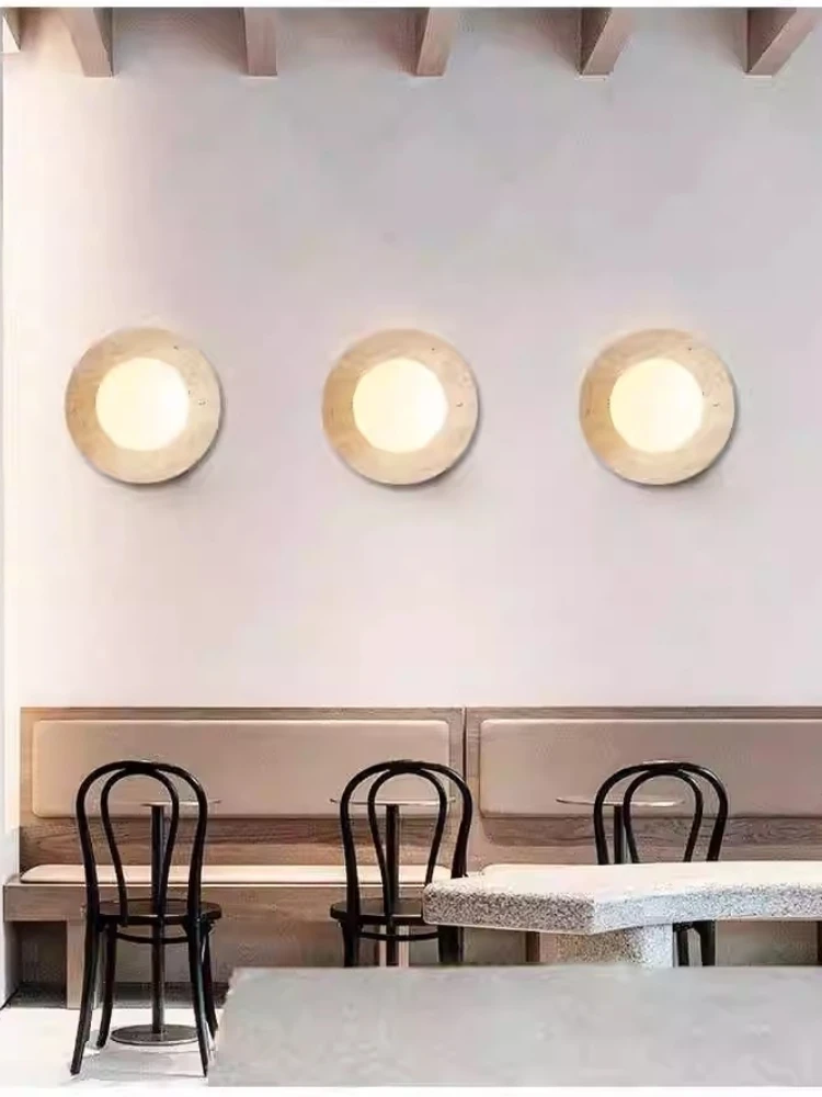 

Yellow cave stone circular wall lamp, glass magic bean lighting, staircase retro homestay bedside restaurant lamp