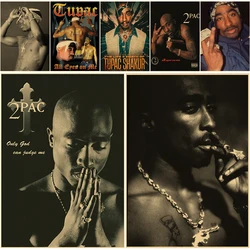 Hip Hop Singer Tupac Retro Posters 2PAC Retro Kraft Paper Prints Picture Vintage Home Room Cafe Bar Club Art Wall Decor Painting