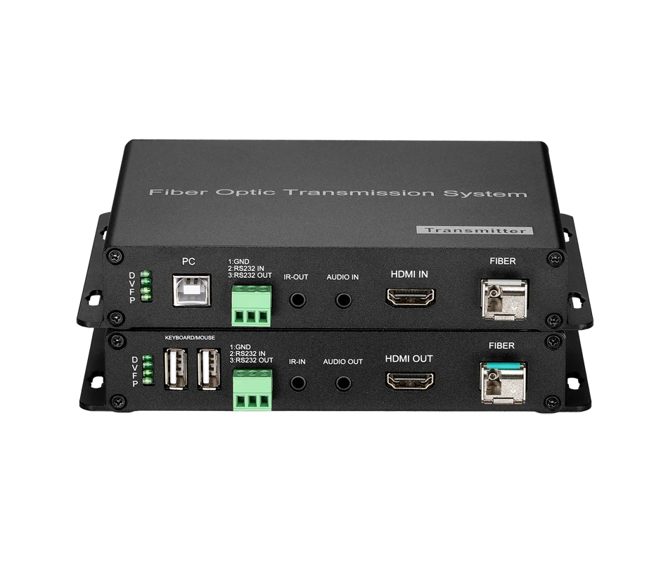 4K HD-MI Video Over Single Mode Fiber Exender up to 10KM HD-MI Fiber Optical Converter with Audio USB KVM Loopout