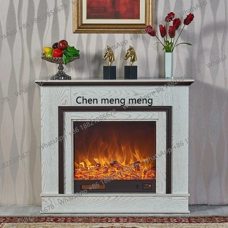 CC182 Pastoral European mantel decoration American countryside, white dark wood heating fireplace cabinet