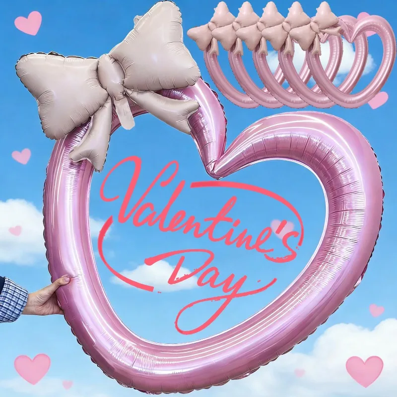 

1/5 шт. полые воздушные шары в форме сердца, украшения для дня рождения, милые воздушные шары с бантом в виде любви, подарки на день Святого Валентина, свадебная вечеринка, украшение