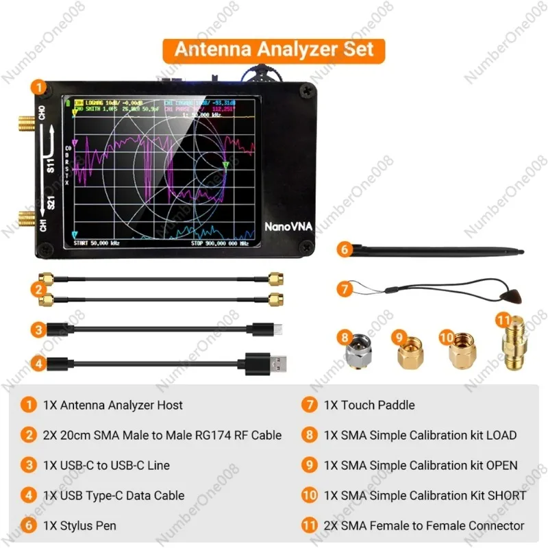 Upgraded Version NanoVNA-H Vector Network Antenna Analyzer 10KHz-1.5GHz MF HF VHF UHF with SD Card Slot