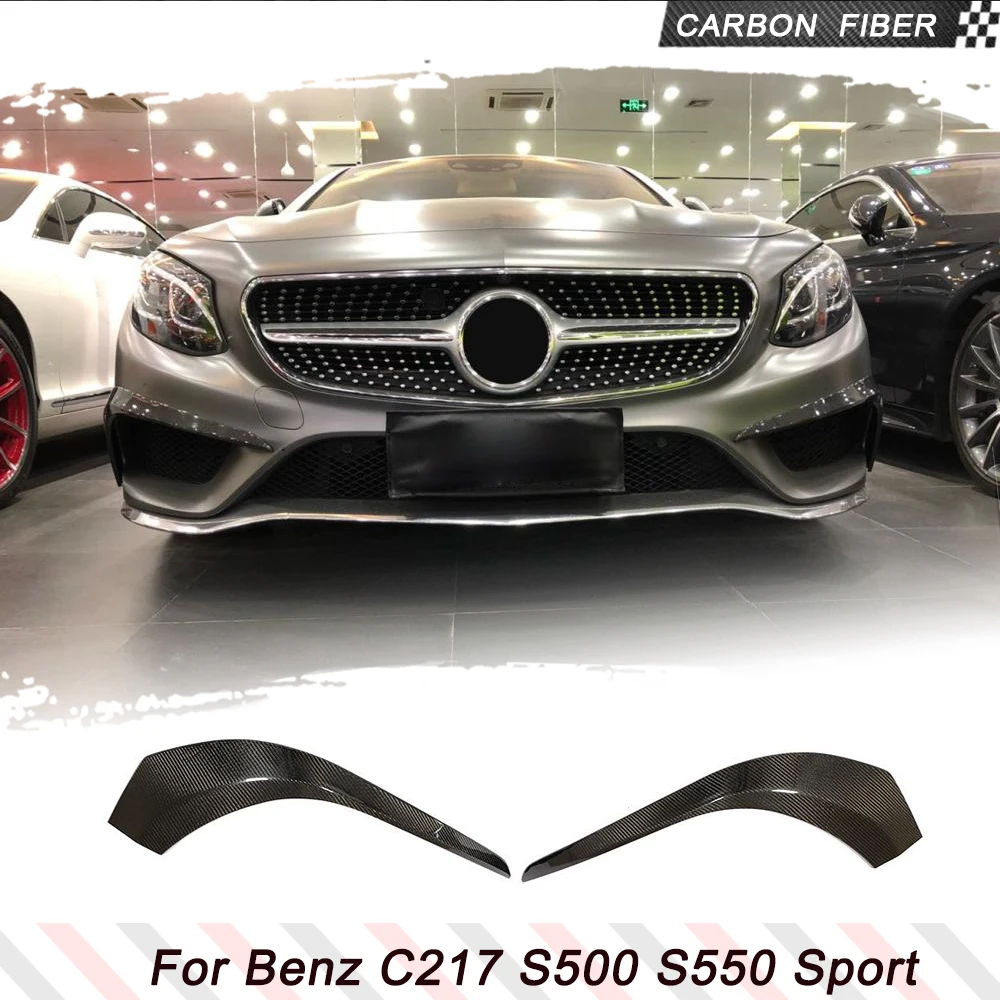 Car Front Bumper Canards for Mercedes Benz C217 S500 S550 Sport 2015-2017 Carbon Fiber Front Bumper Air Fender Vent Fins Trims