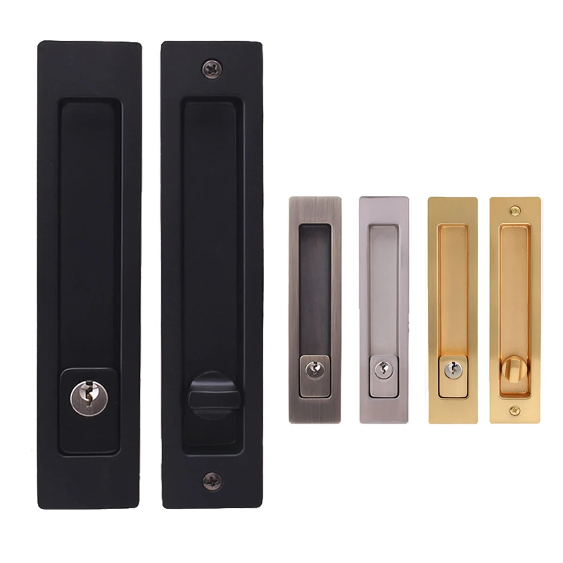 

European Recessed Pocket Sliding Door Lock Invisible Hidden Kitchen Balcony Barn Door Hook Lock Wood Flush Door Lock for 38~53mm