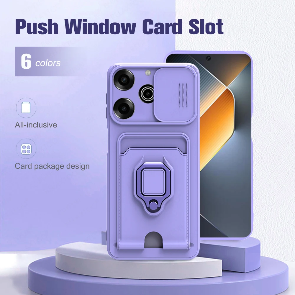 Push Pull Camera Protective Case For Tecno Pova 6 Pro 5G For Tecno Pova 6Pro Pova6 Pro Car Magnetic Ring Stand Shell Soft Coque