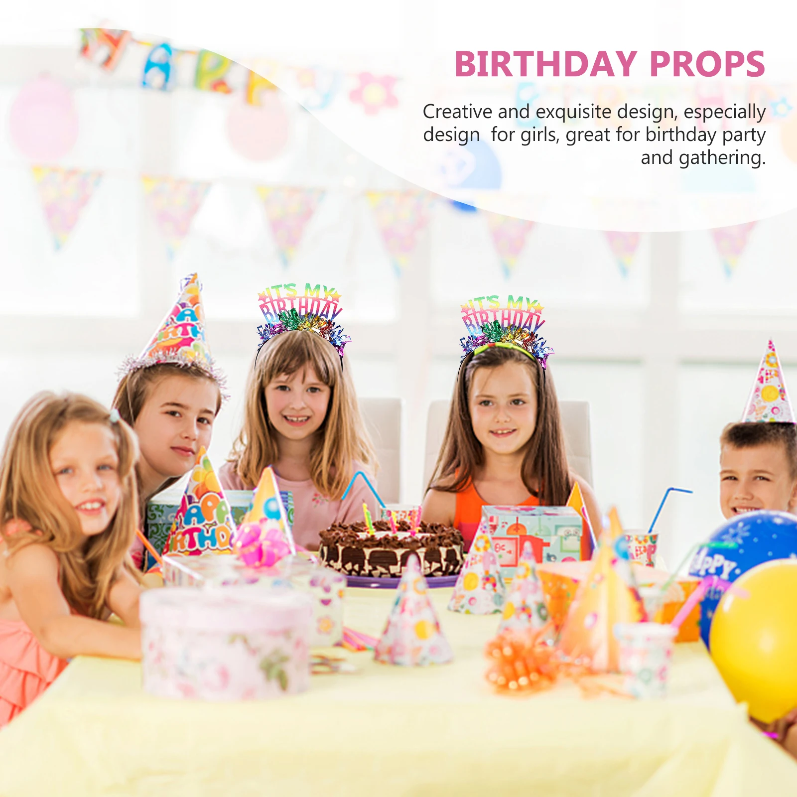 

2pcs Birthday Headb Kids Hairb Party Headdress Props Wrought Iron Accessory Plastic Design Decor Shape Girls Gifts