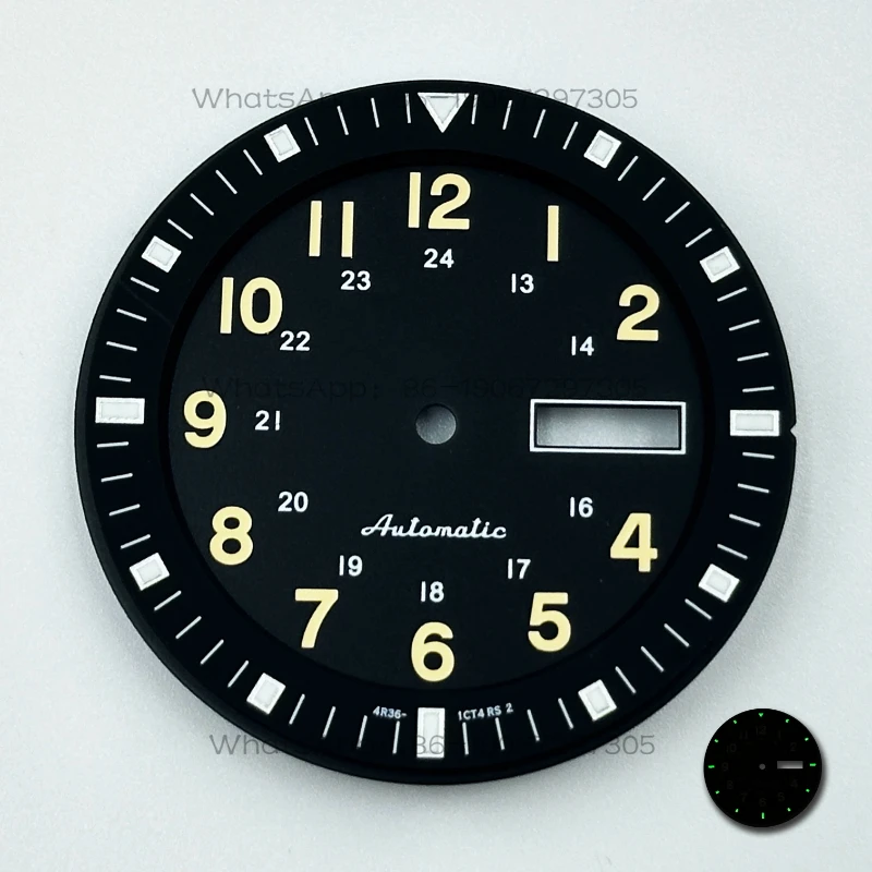 

Customized New NH36 Retro Dial Diameter 35.5mm Mechanical Watch Modified NH36 Green Luminous Log Literal Accessories