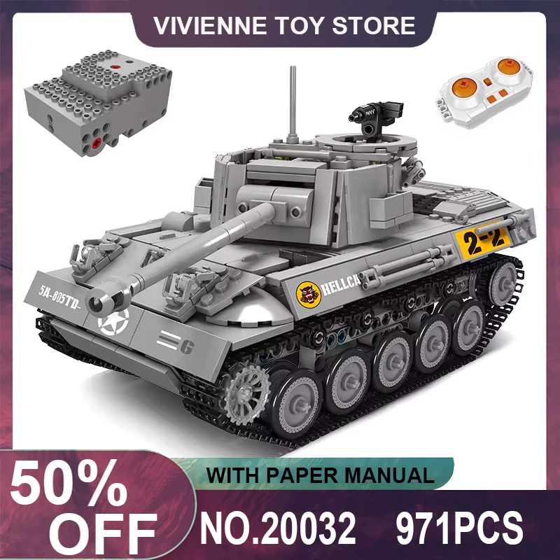 

MOULD KING 20032 Technical Military Tank Building Block RC M18 Hellcat Tank Brick 3d Puzzle Assembly Toy Christmas Gift For Kids