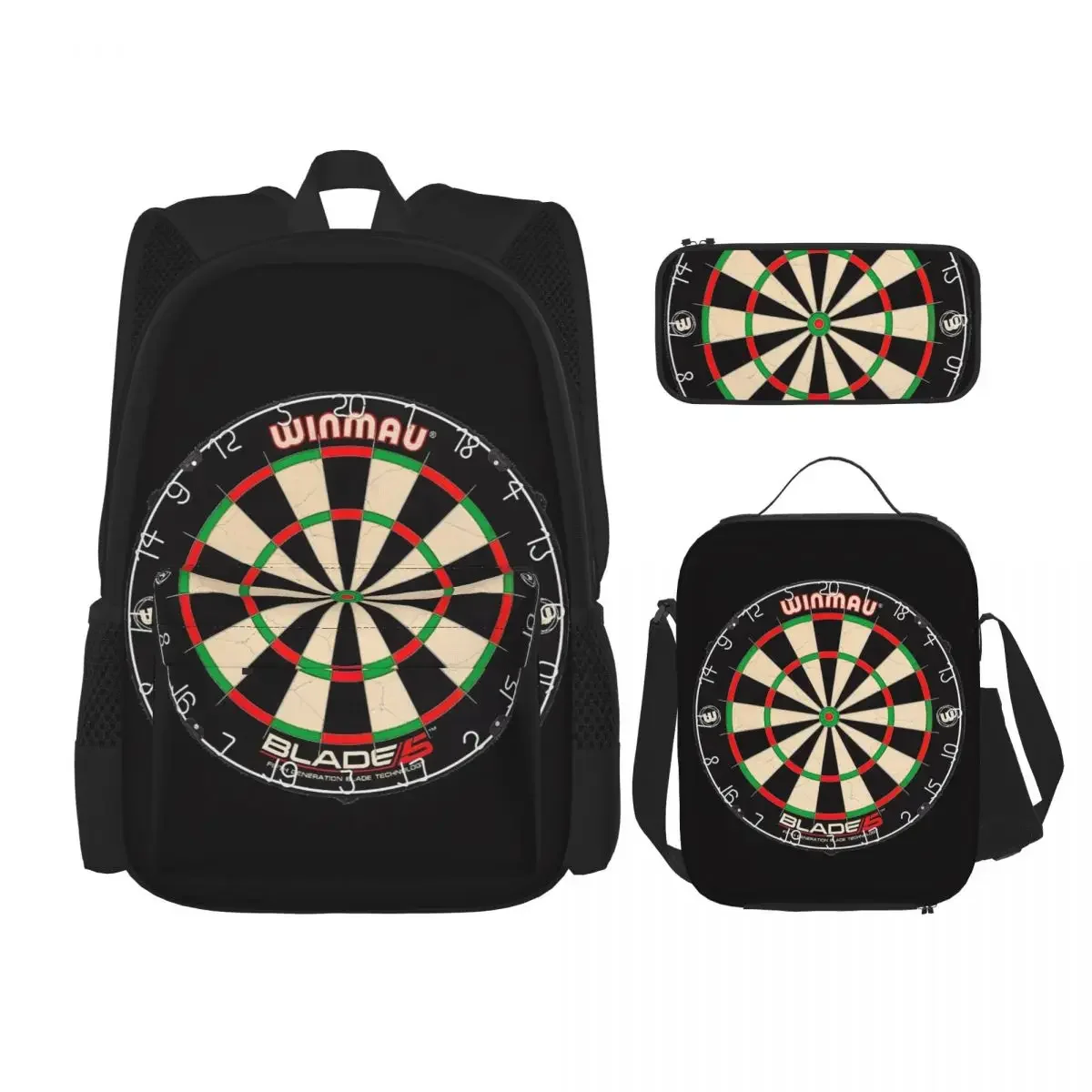 Winmau Blade 5 Dartboard Backpacks Boys Girls Bookbag Students School Bags Kids Rucksack Lunch Bag Pen Bag Three-Piece Set