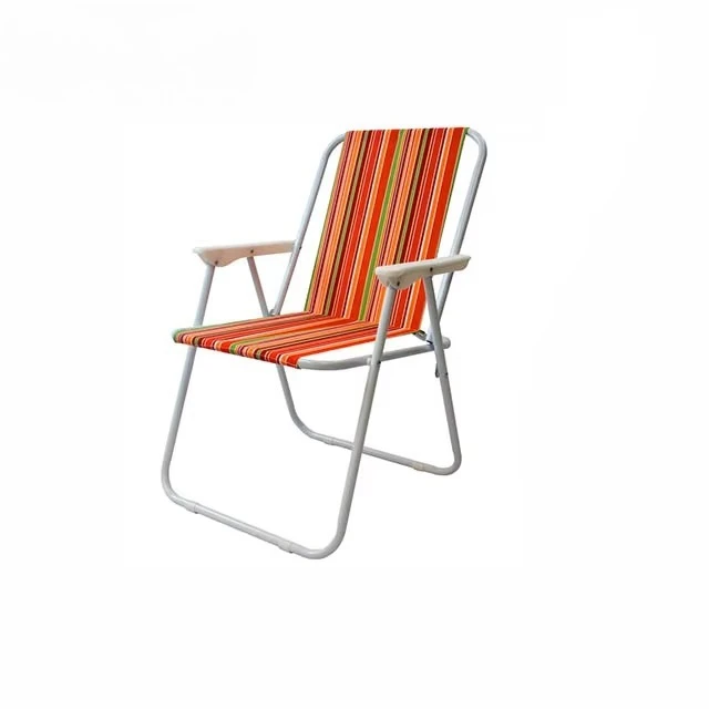 

Lightweight Iron Folding Beach Chair High Quality Outdoor Furniture with Striped Fabric Suitable for Fishing and Park Use