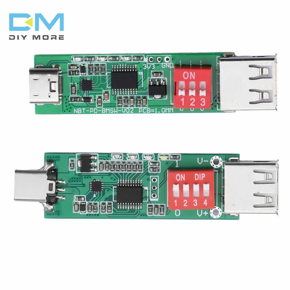 Support PD/QC2.0 3.0 Protocol Fast Charge Deception Trigger Aging Test Board Type-C 5V9V12V15V20V With Male and Female Connector