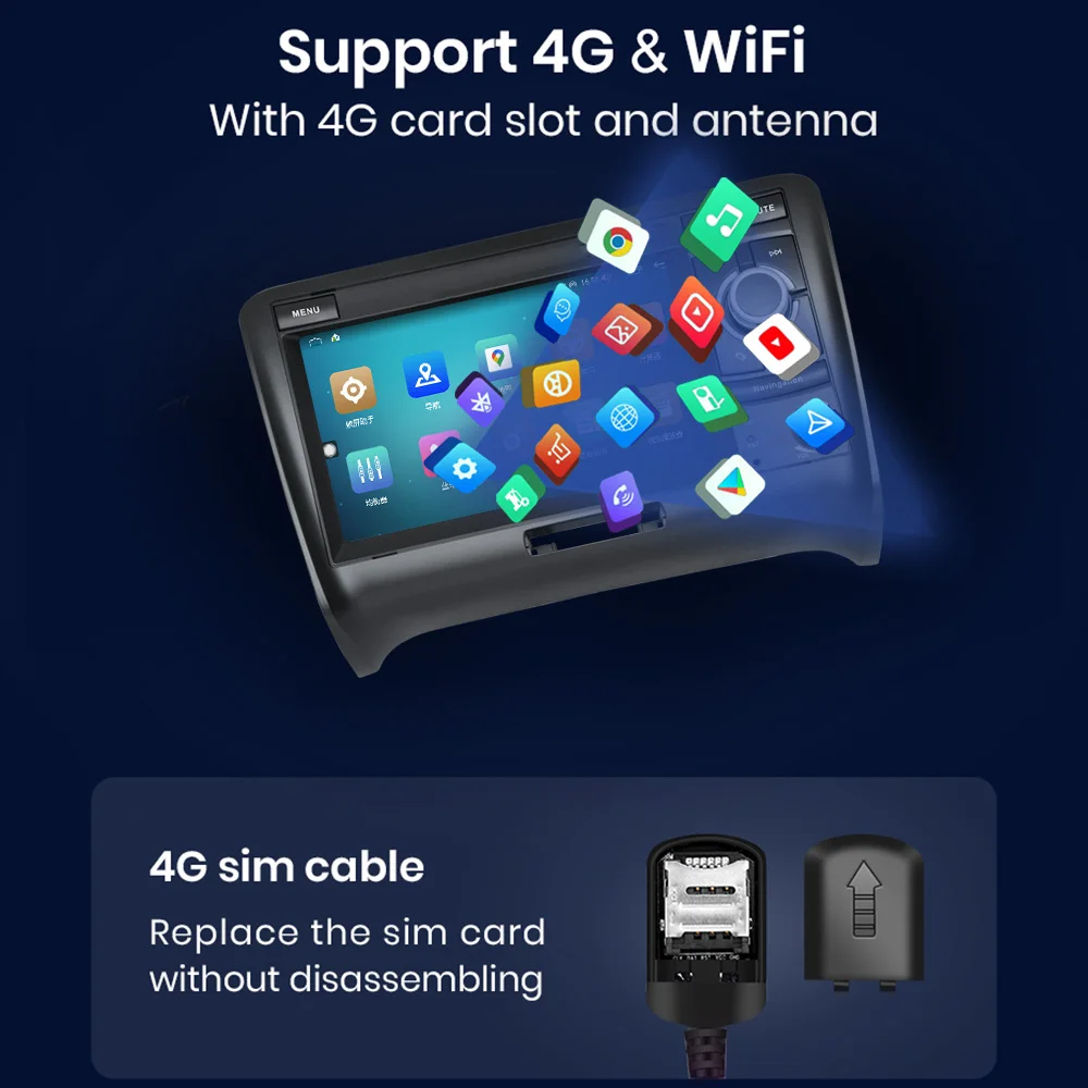 CHSTEK Carplay Car Radio For Audi TT MK2 8J 2006-2015 Android 13 Player Navigation Bluetooth WIFI 4G RDS DSP Multimedia Headunit view 3