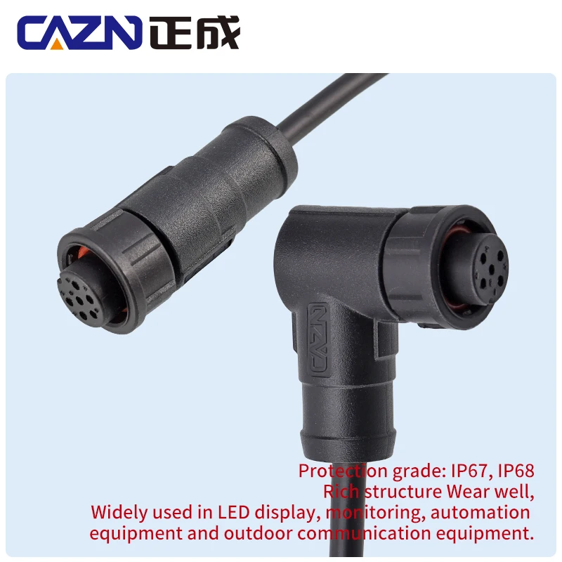 Waterproof E10 Bayonet Plug 2-12 pins Straight Angled Plastic Male Female Overmold Circular Connectors With PVC Cable Unshielded