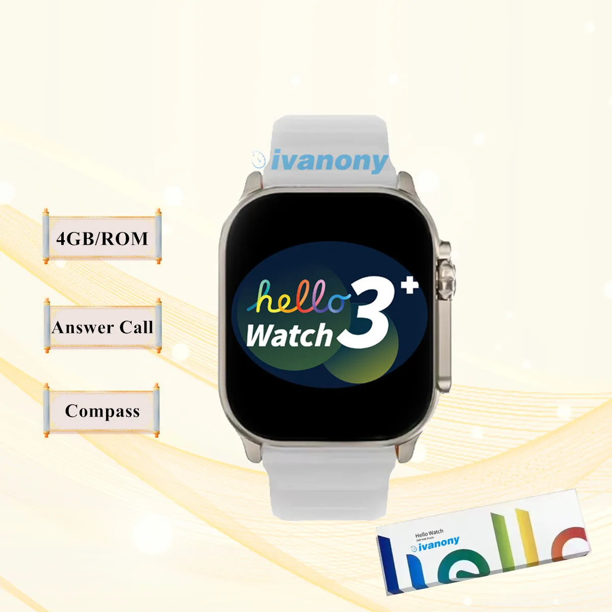 ساعة ذكية Hello 3 Plus Ultra 49mm بلوتوث ألبوم صور مكالمة بوصلة Whatsapp تذكير 2.04 بوصة شاشة Amoled ساعة ذكية 2025