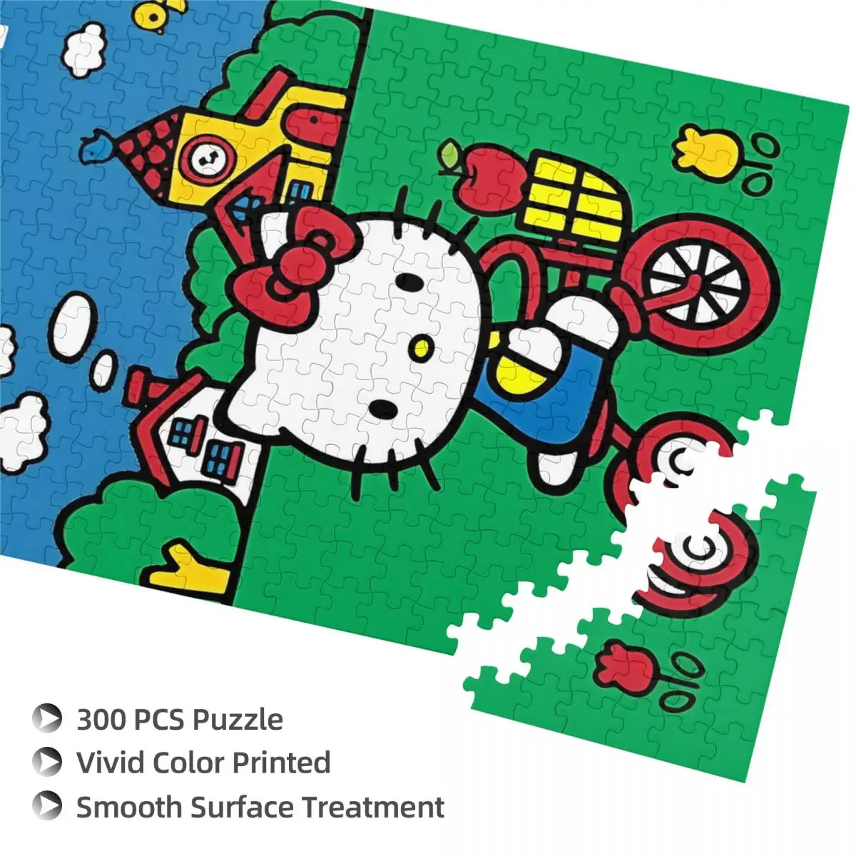 Hello Kitty Jigsaw Puzzle for Kids Cartoon 300-Piece Wooden Puzzles Pieces Fun Learning Gift for Boys Girls