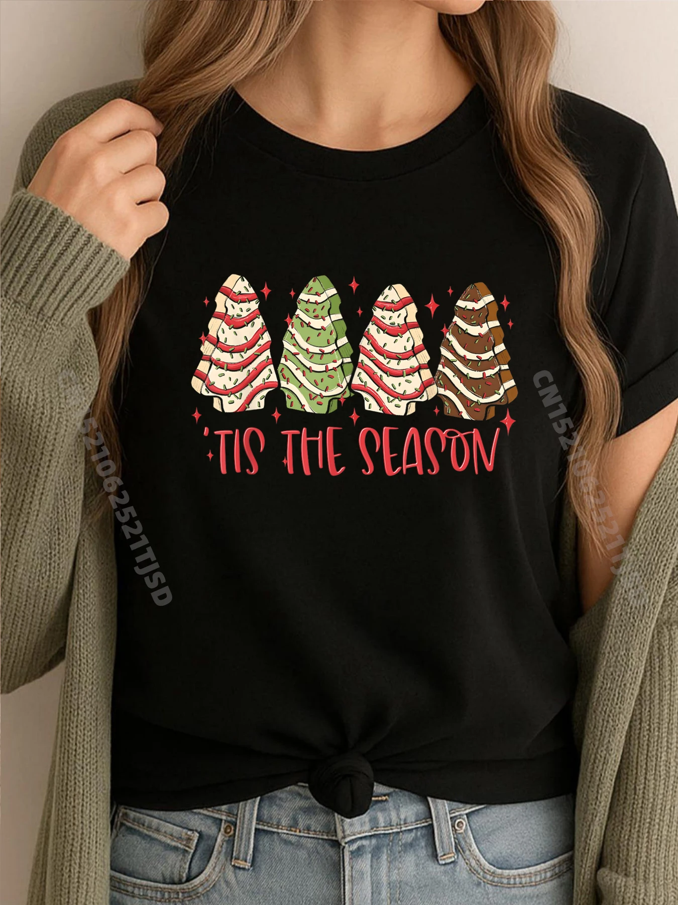 

Забавные футболки Tis The Season Christmas Tree Cakes Debbie, черные футболки с рисунком, футболки с принтом