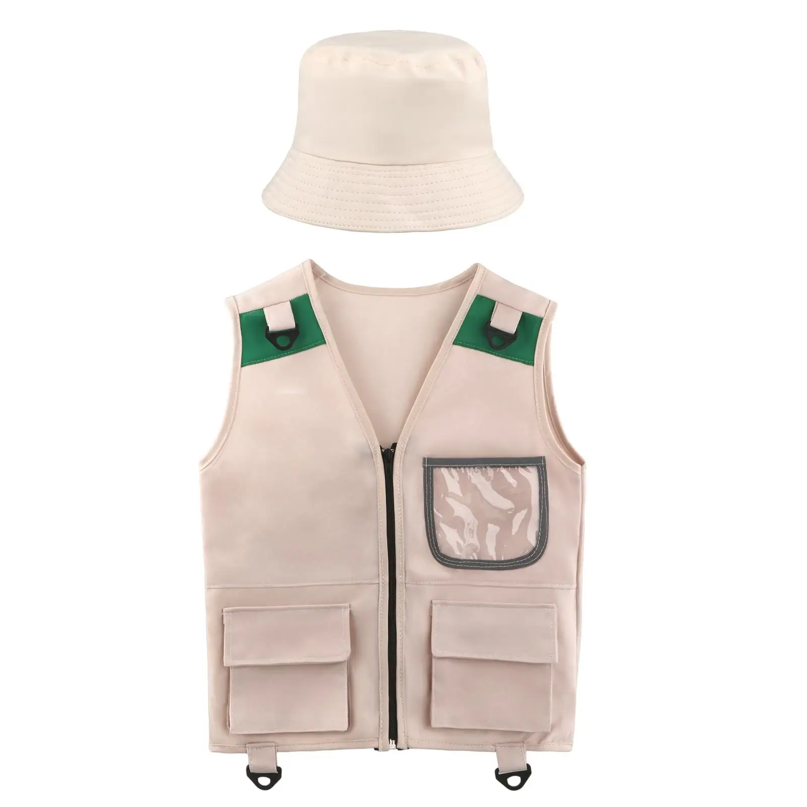 Explorer Kits Cargo Vest and Hat Set Kids Explorer Costume for Outdoor Adventures Boys Girls Halloween Birthday Gift Camping