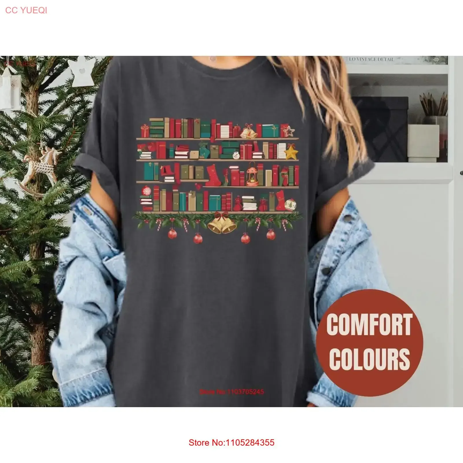 Book Lover Chrstmas T Shirt Teacher Librarian for Bookworm vintage Washed Comfortable homme streetwear designer clothes graphic