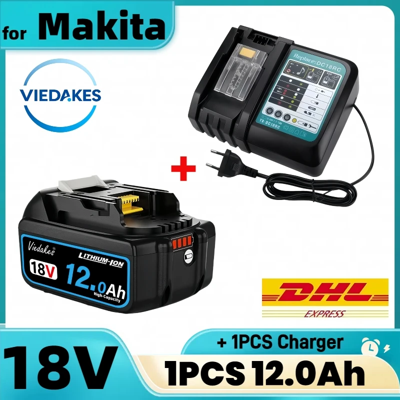 

100% Original 18V 12000mah Lithium-ion Battery Suitable For makita BL1850 BL1840 BL1830 DC18RC Fast Charging☽