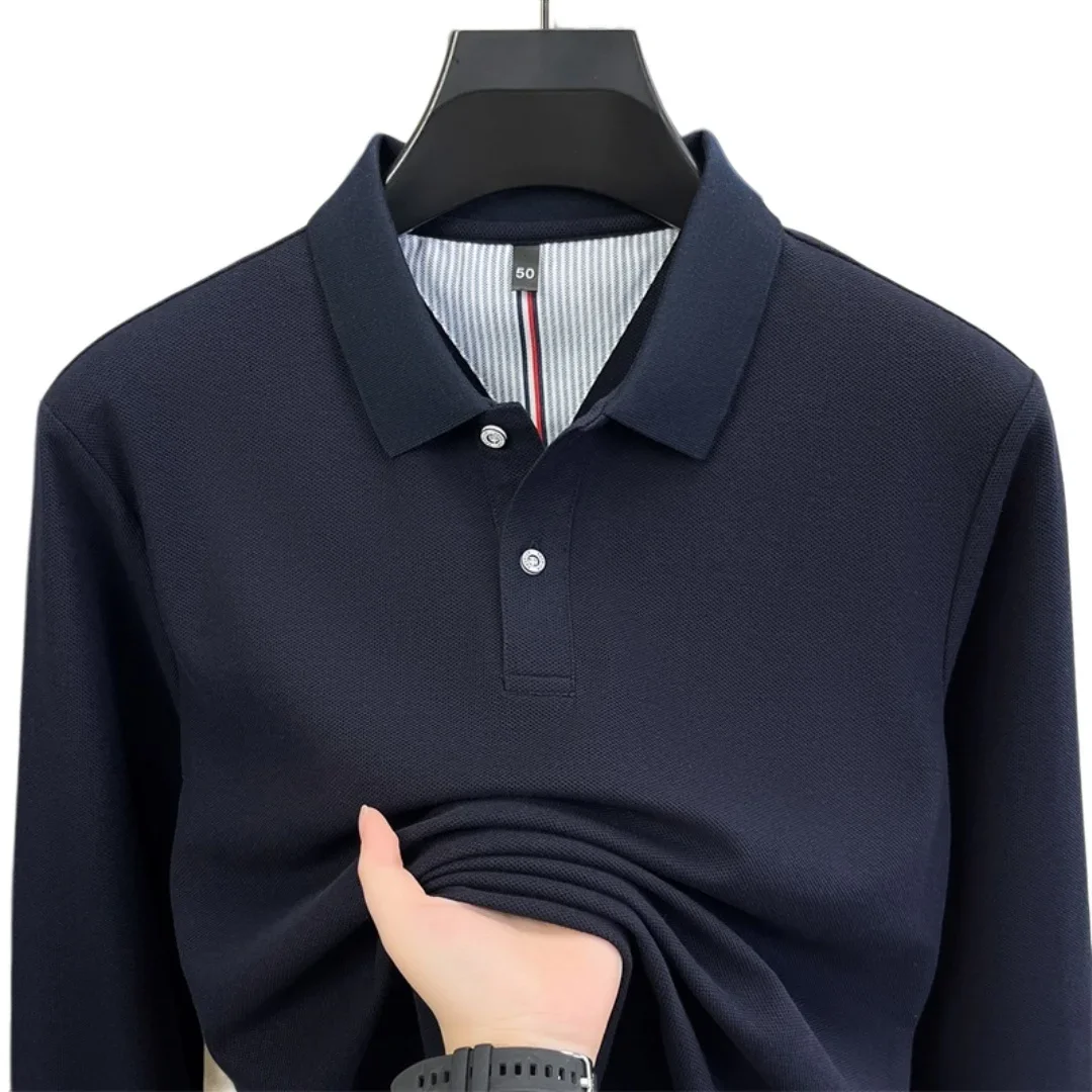 100% reine Baumwolle, hochwertiges Marken-Poloshirt für Herren mit langen Ärmeln, modisches Luxus-Golfshirt mit Stickerei für Herbst und Winter, lässiges T-Shirt. – Detail 17