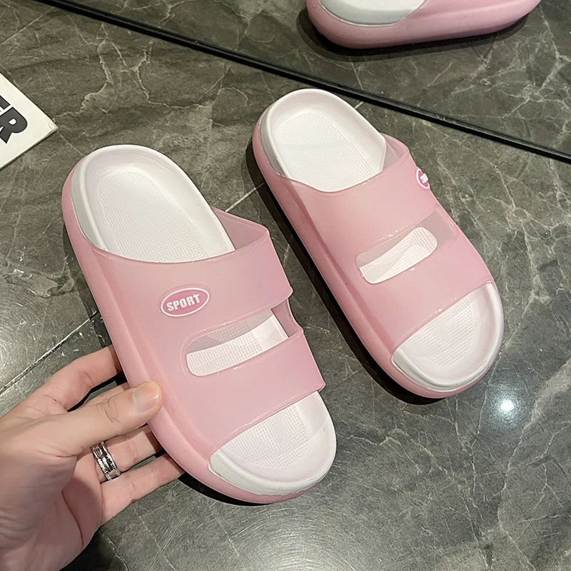 Three-color luminous slippers for women, summer wear, soft casual sports slides, non-slip home slippers，Runs a bit small