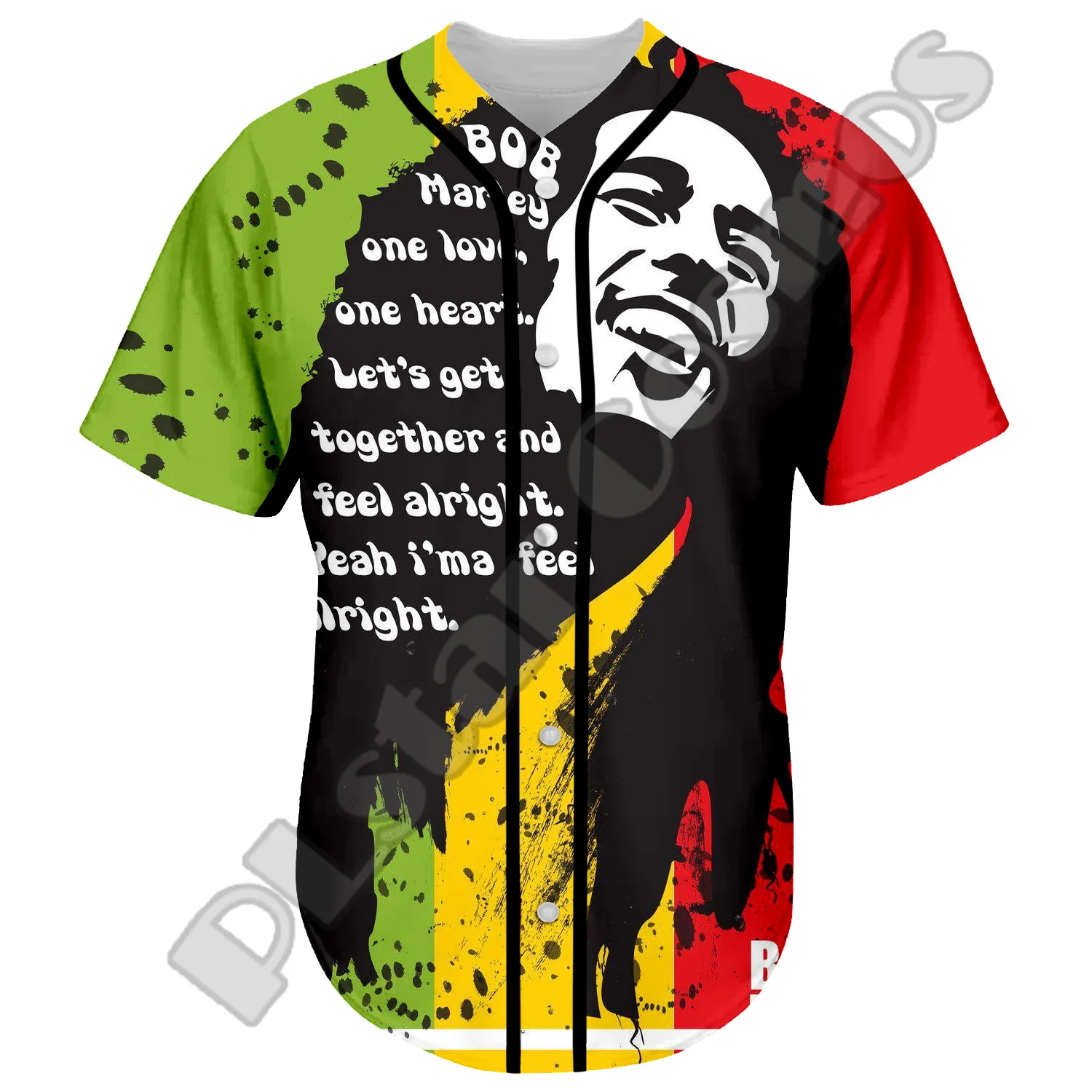 Bob Marley Reggae Black Legend MusicianRastafari Lion Tattoo 3DPrint Summer Baseball Shirts Jersey Casual Unisex Short Sleeves O