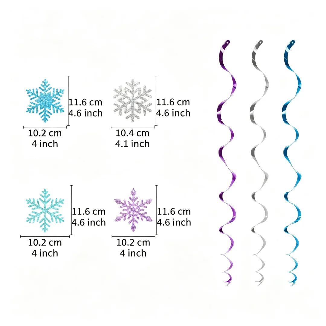 Glitter Snowflake Swirl Hanging Decorations Winter Christmas Party Ceiling Ornaments for Holiday Decor view 6
