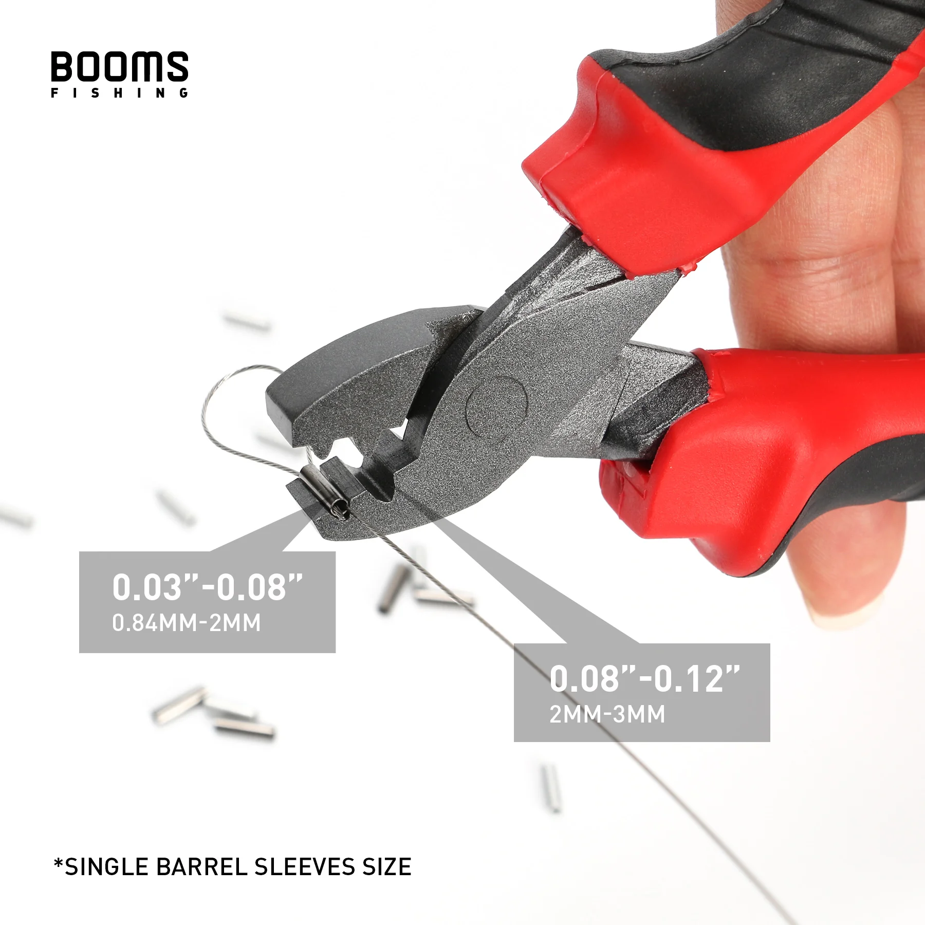 Booms Fishing CP2 Angel-Crimpzange für Einzelfass-Stecknusswerkzeuge, tragbar, leicht, rutschfester Griff mit Umhängeband – Detail 4