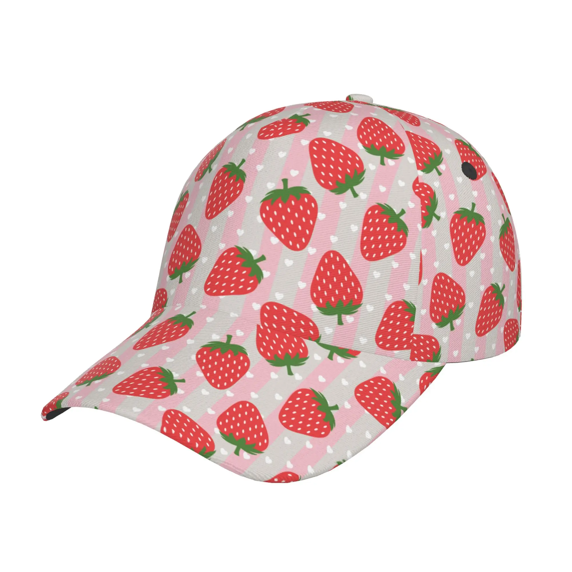 Sweet Strawberry Stars Pink Baseball Cap for Women Girls Adjustable Golf Hat for Sports Travel Golf One Size Print