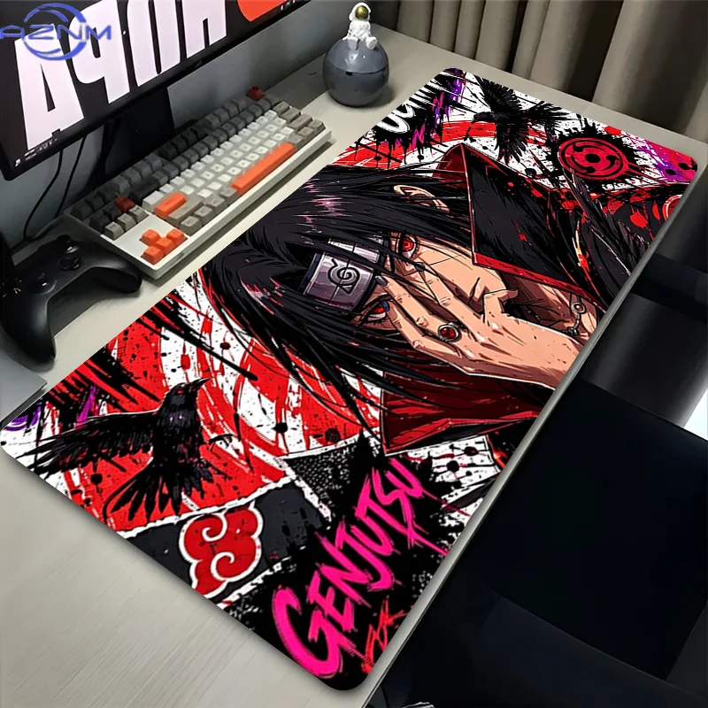 Mouse Pad Larger Gamer Uchiha Itachi Madara N-Naruto Uzumaki Computer Keyboard Desk Mat Gaming Accessories Graffiti Art Mousepad