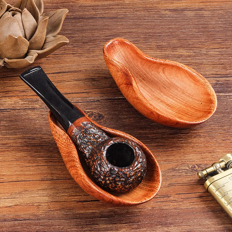1Pcs Pipe Rack Pipe Holder Portable Solid Wood Spoon Pipe Stand Display Tobacco Pipe Smoking Tool Carrying Gift Smoker