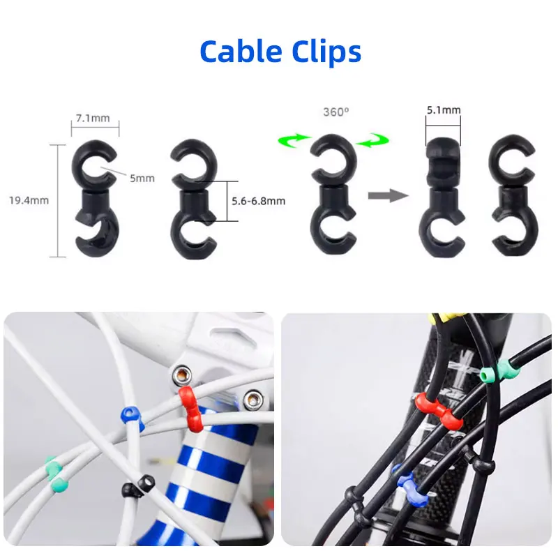 Cable Parts Kit 5mm/4mm Bicycle Brake Wire End Cap Derailleur Shifter Cable Cap W/ Hook Loop Strap O-type Wire Core Protectors