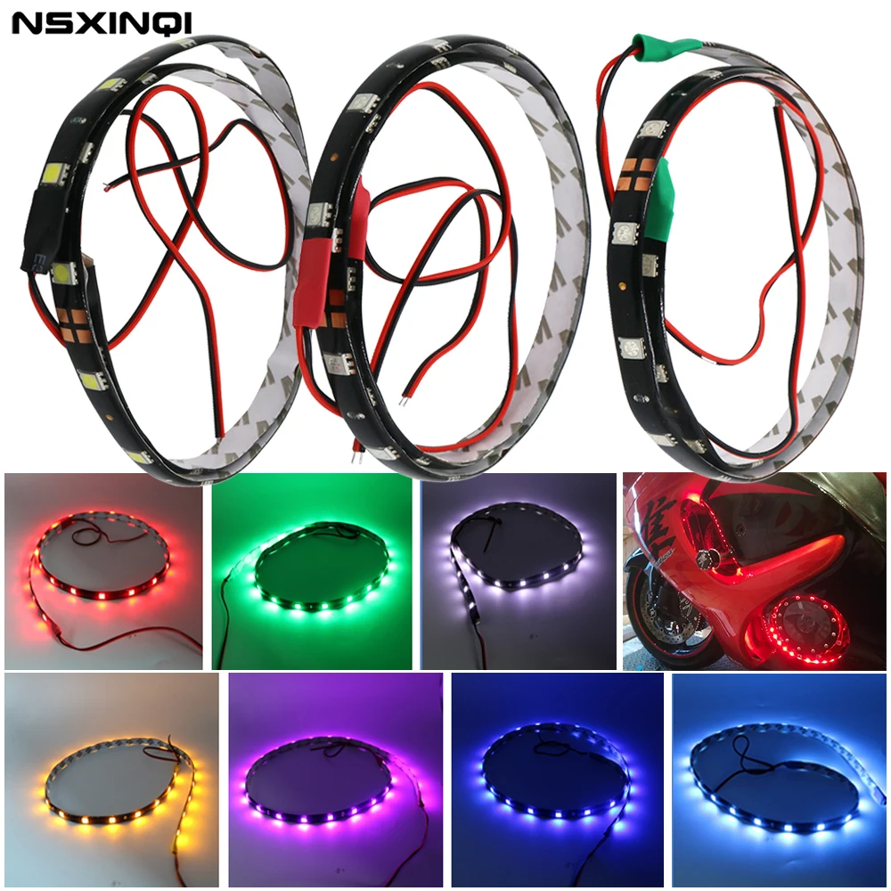 

NSXINQI 1piece 60cm 5050 LED Strip Light 12V Flexible Waterproof Strips Car Interior Exterior Decoration DRL Day Running Lights