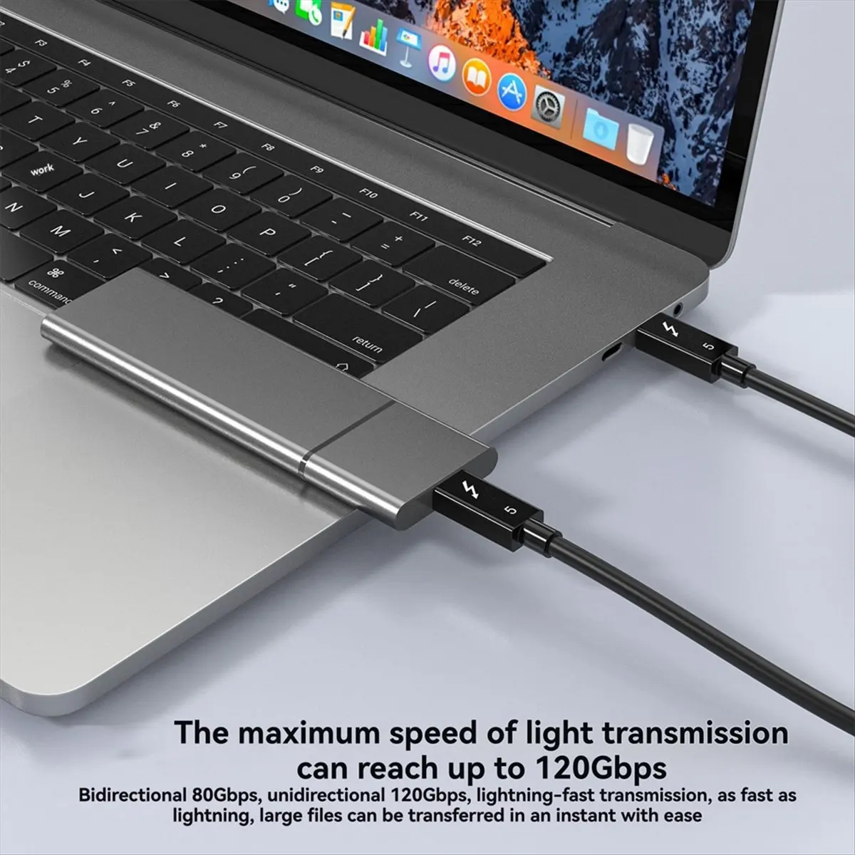 DT77 240W PD for Thunderbolt 5 Type C Cable Fast Charging & 120gbps High-Speed Data USB-C Full-Function Cable