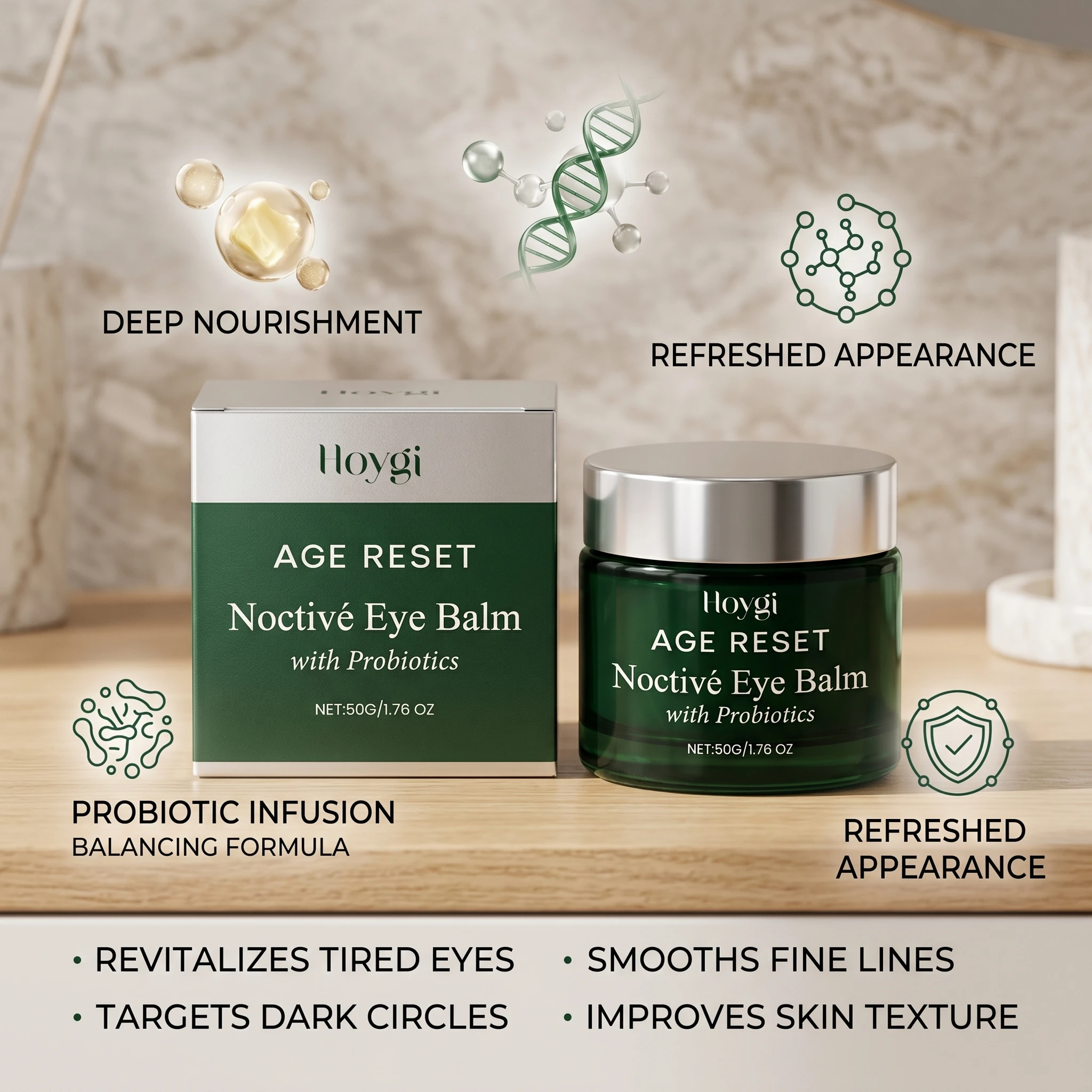 Probiotics Eye Balm,For Dark Circles & Puffiness Hydrates and Smoothes Fine Lines Remove Eye Bag Nourishing Brightening Eye Care